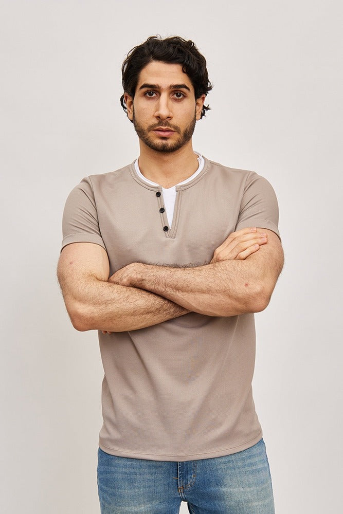 Tee shirt fashion taupe homme