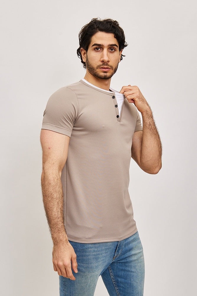 Tee shirt fashion taupe homme
