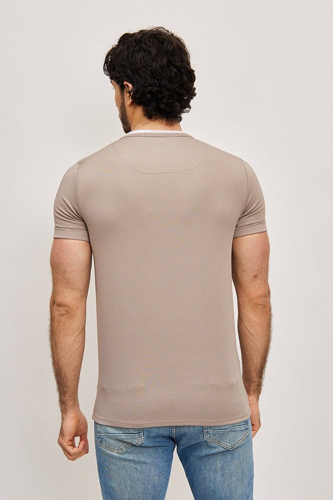 Tee shirt fashion taupe homme