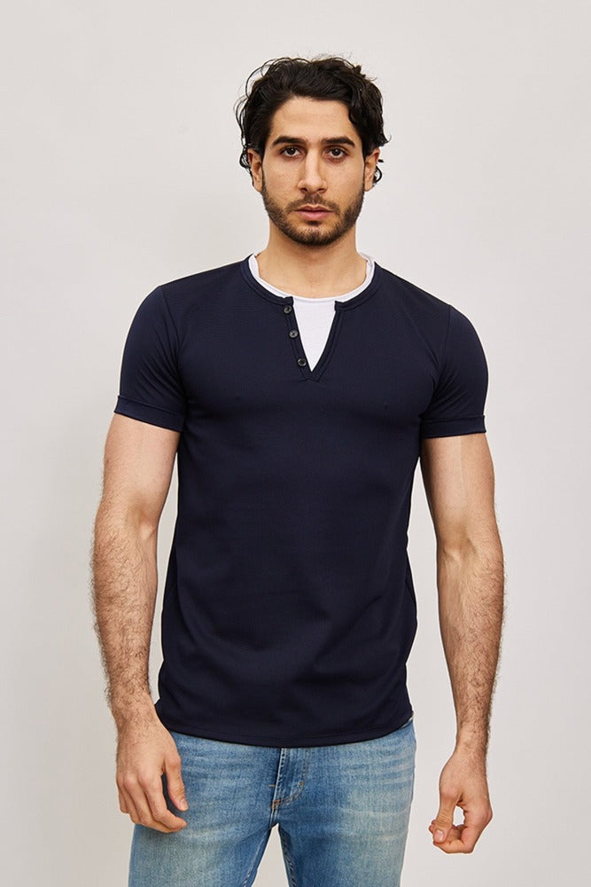 Tee shirt fashion bleu marine homme