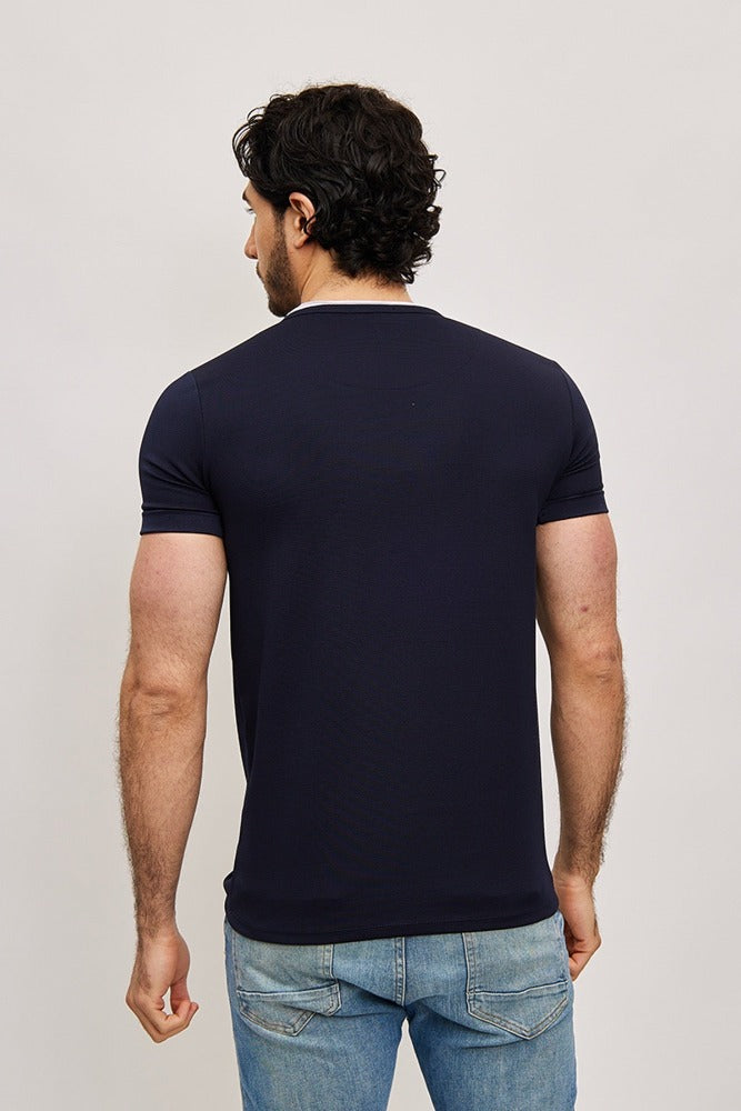 Tee shirt fashion bleu marine homme