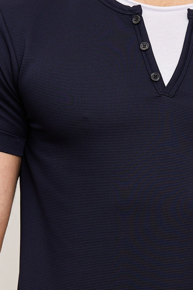 Tee shirt fashion bleu marine homme