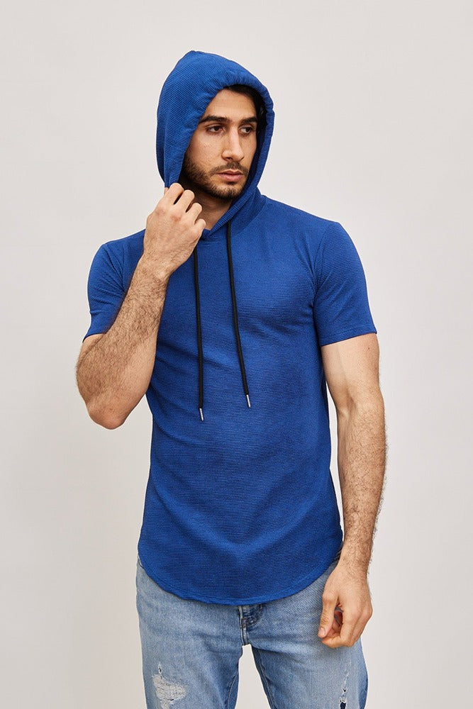 Tee shirt à capuche fashion bleu homme