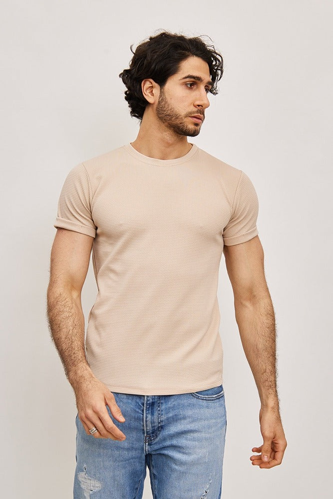 Tee shirt fashion beige homme