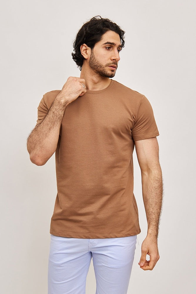Tee shirt fashion marron homme