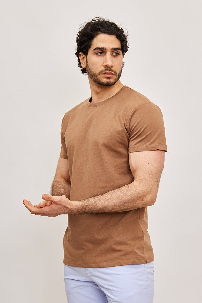Tee shirt fashion marron homme