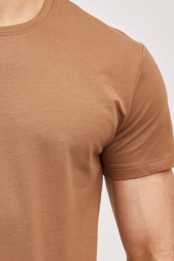 Tee shirt fashion marron homme