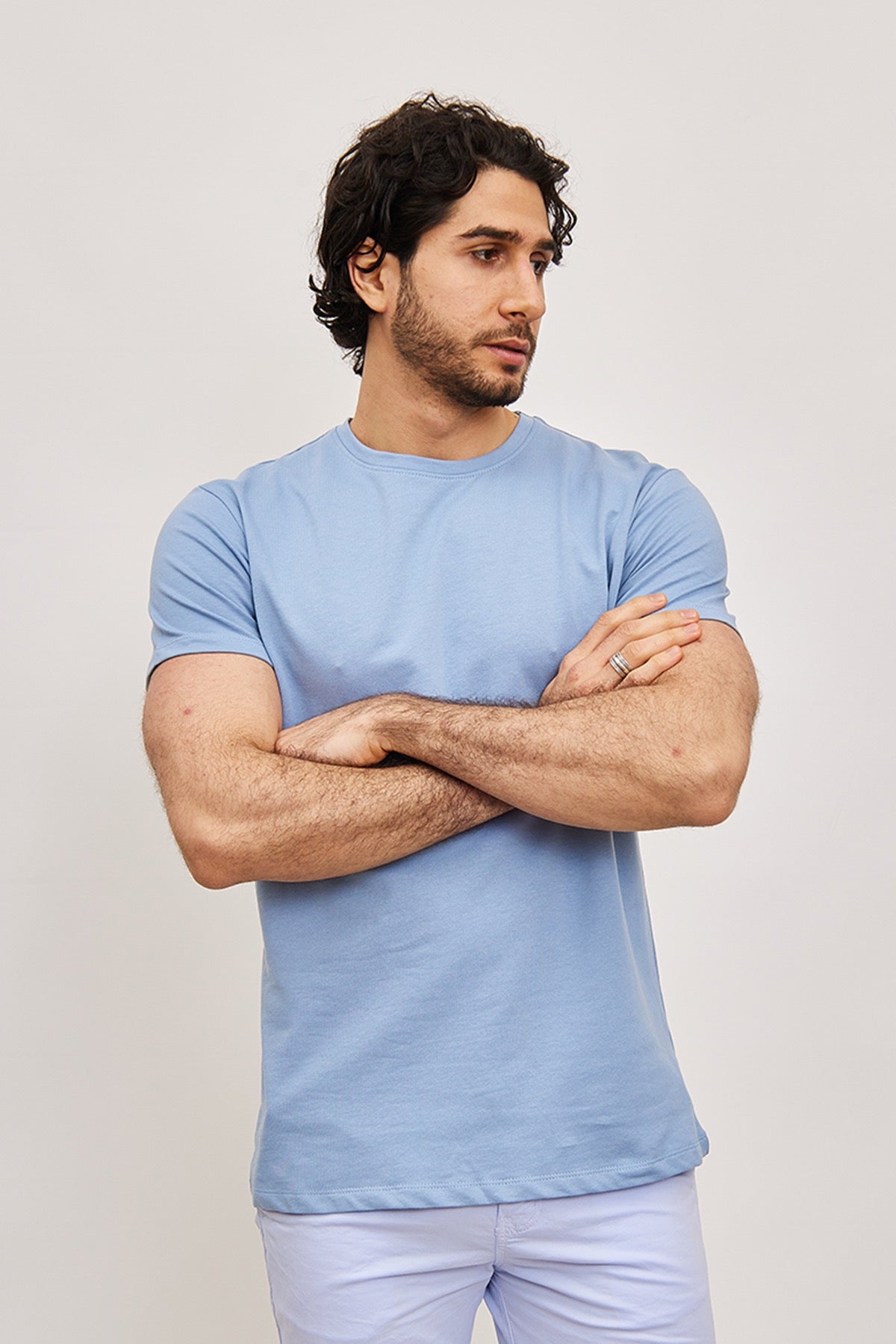 T-shirt manches courtes bleu denim homme