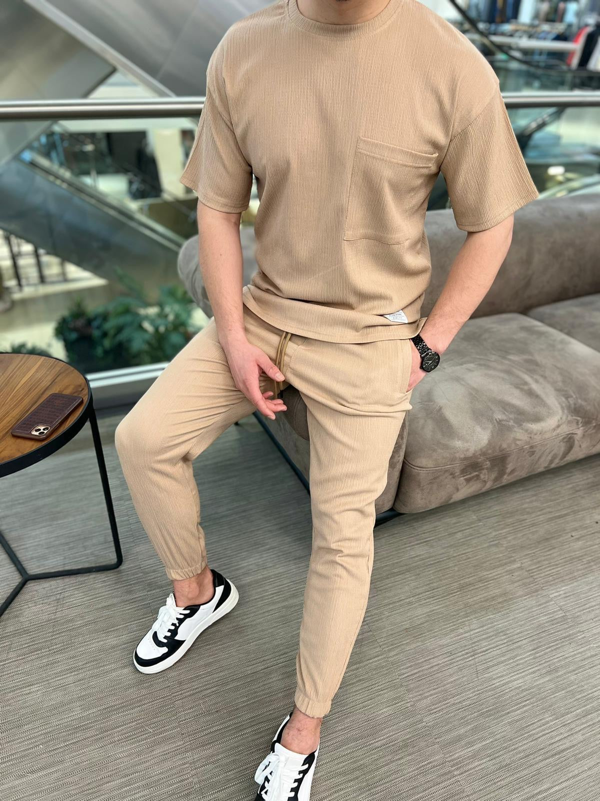 Ensemble beige fashion homme