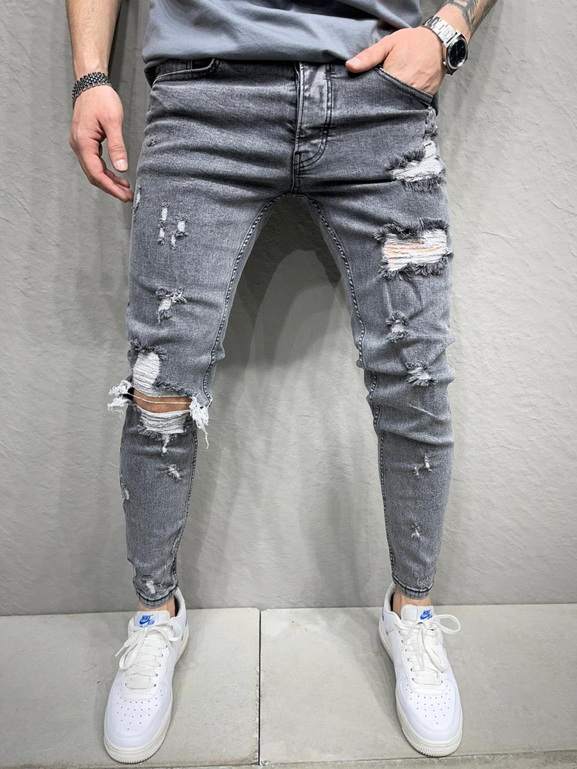 Jean gris fashion destroy homme