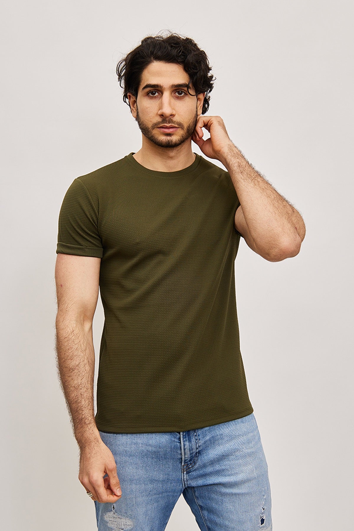 T-shirt manches courtes matière premium kaki homme