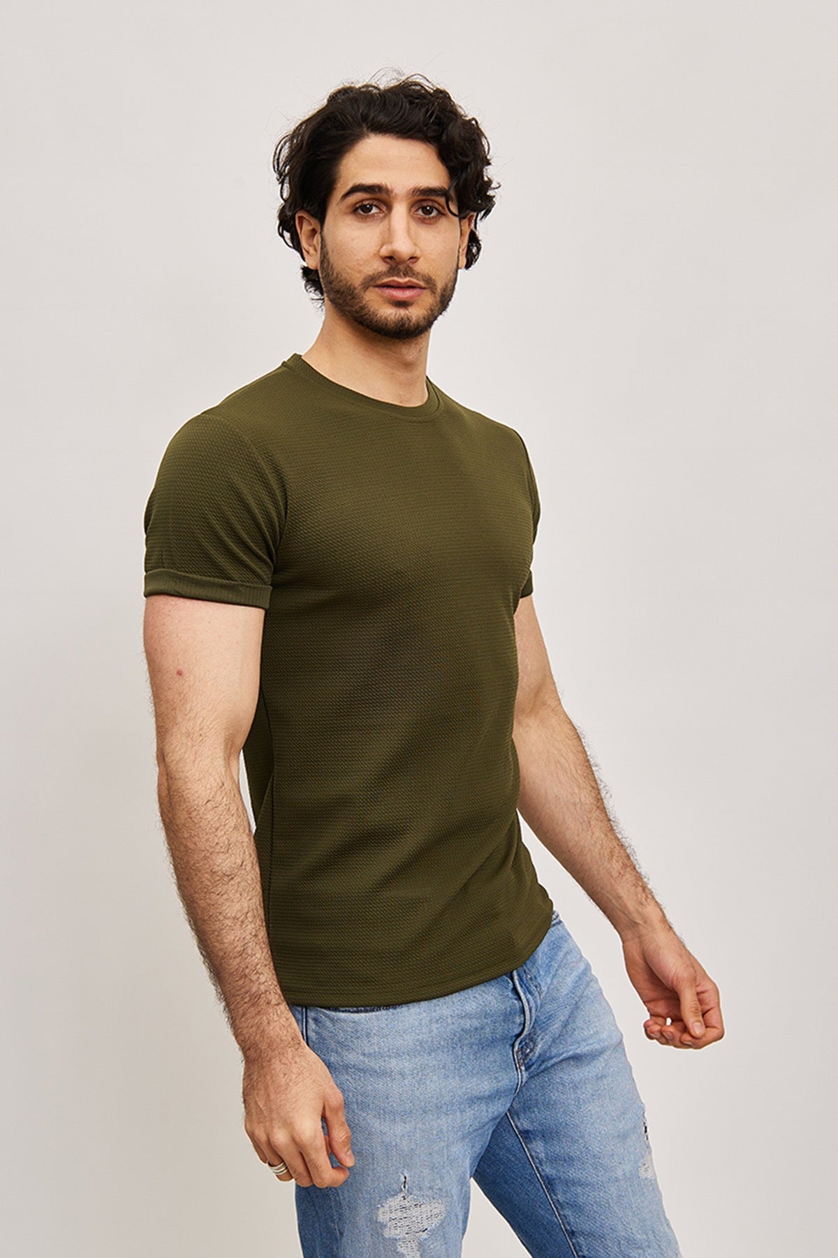 T-shirt manches courtes matière premium kaki homme