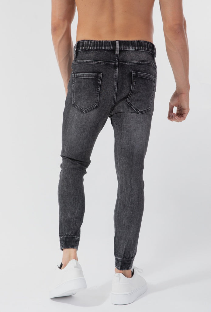 Jogger Pant jean noir destroyer délavé homme fashion ilannfive