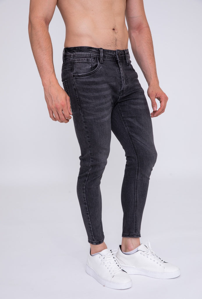 Pantalon jean skinny noir destroyer délavé homme fashion ilannfive