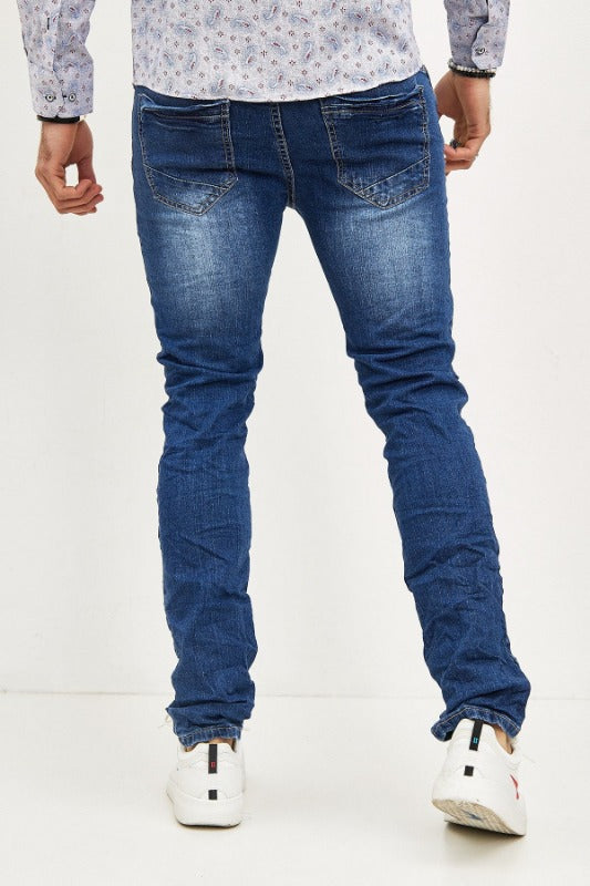 Jeans bleu délavé slim homme fashion 3