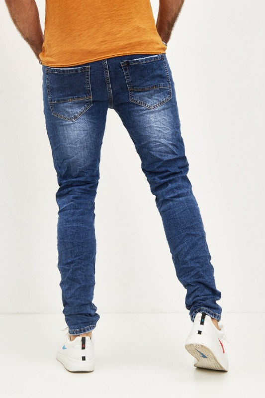 Jeans bleu délavé slim homme stylé 3