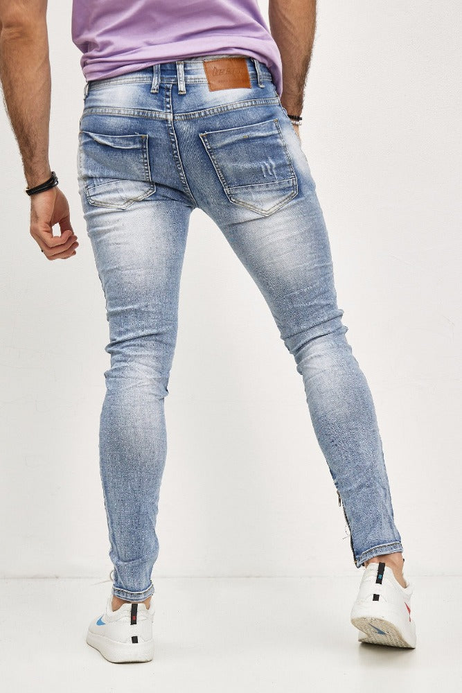 Jeans bleu skinny homme fashion avec patch 2