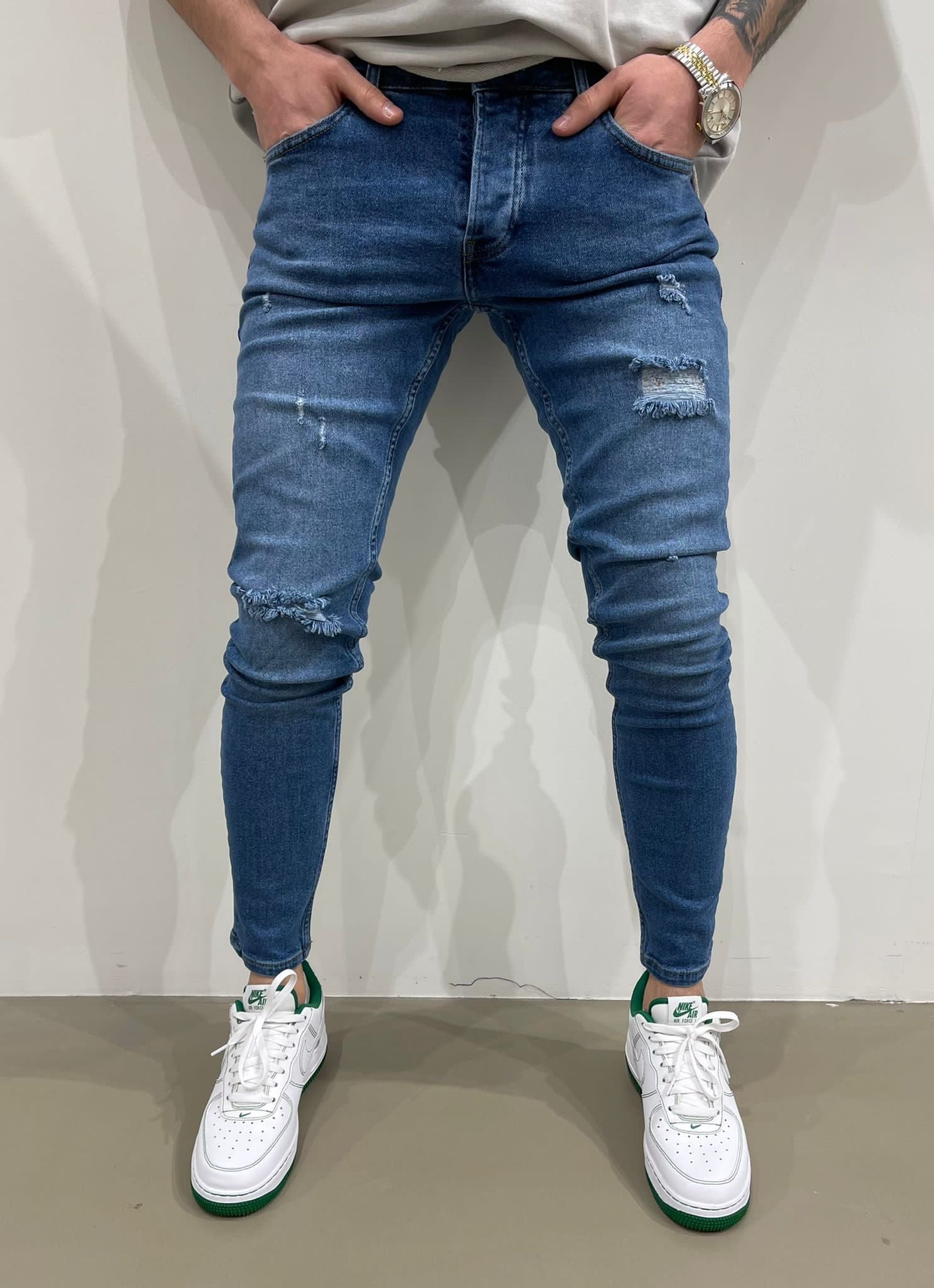 Kenzarro - Jeans bleu skinny homme fashion