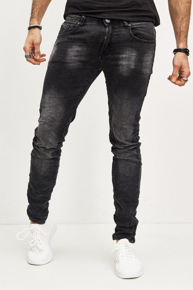 Jeans noir délavé slim homme stylé