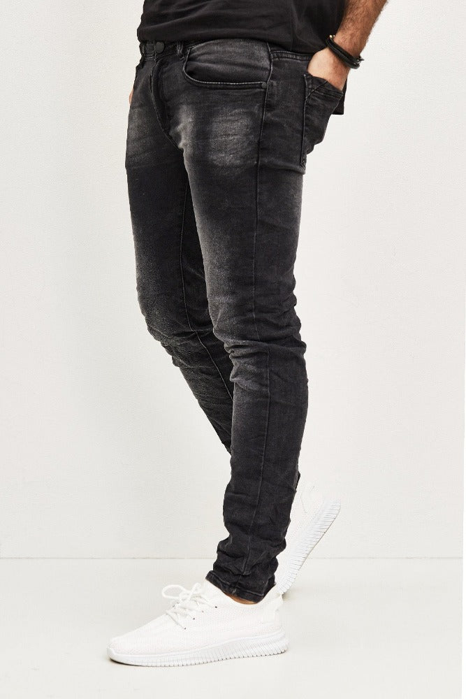 Jeans noir délavé slim homme stylé 2