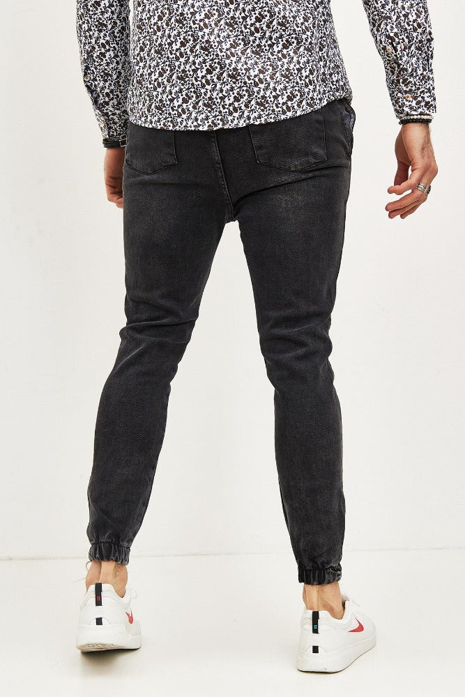 Jeans style jogger pant noir homme fashion matière souple 2