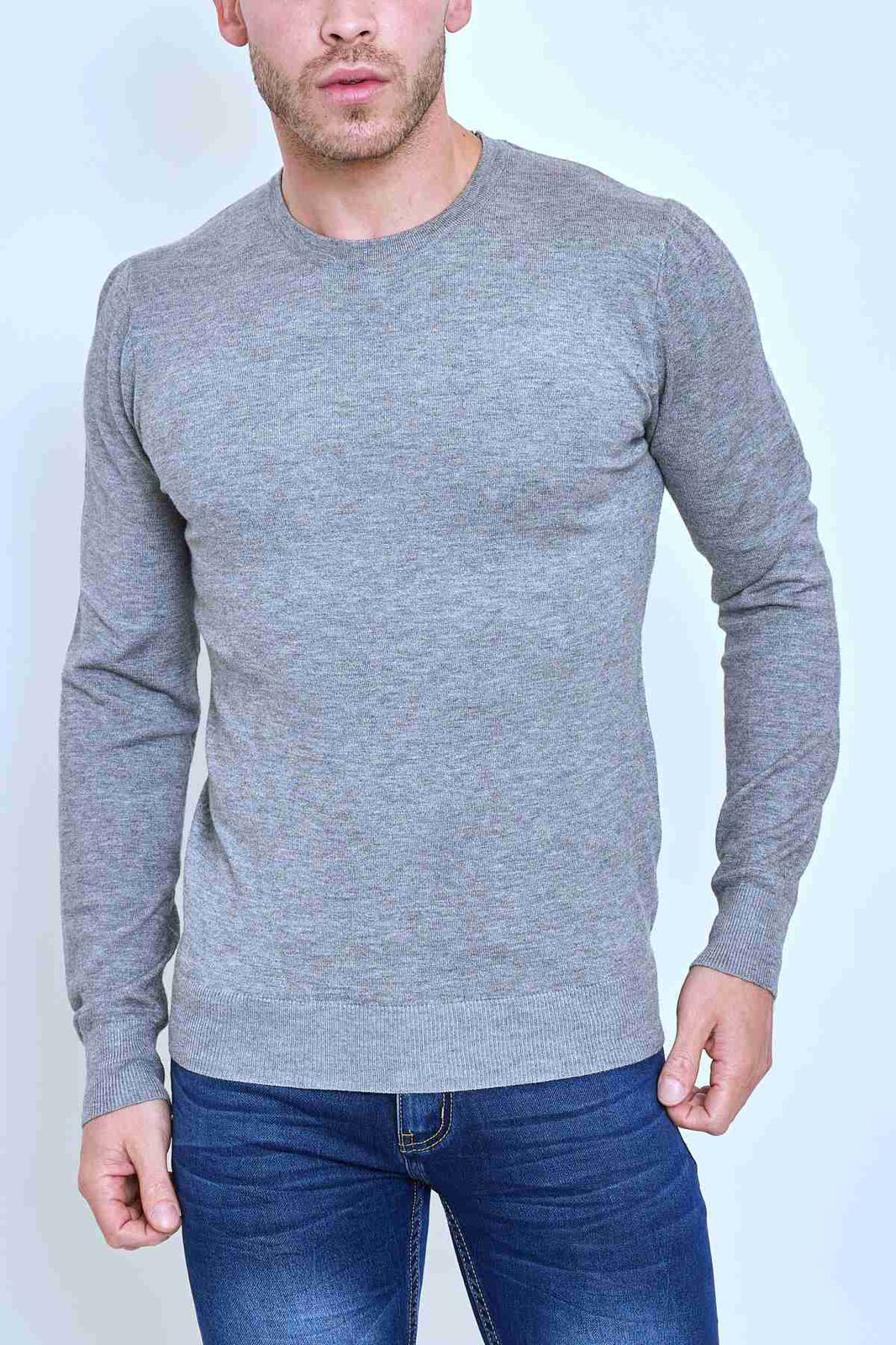 Pull col rond gris fashion homme