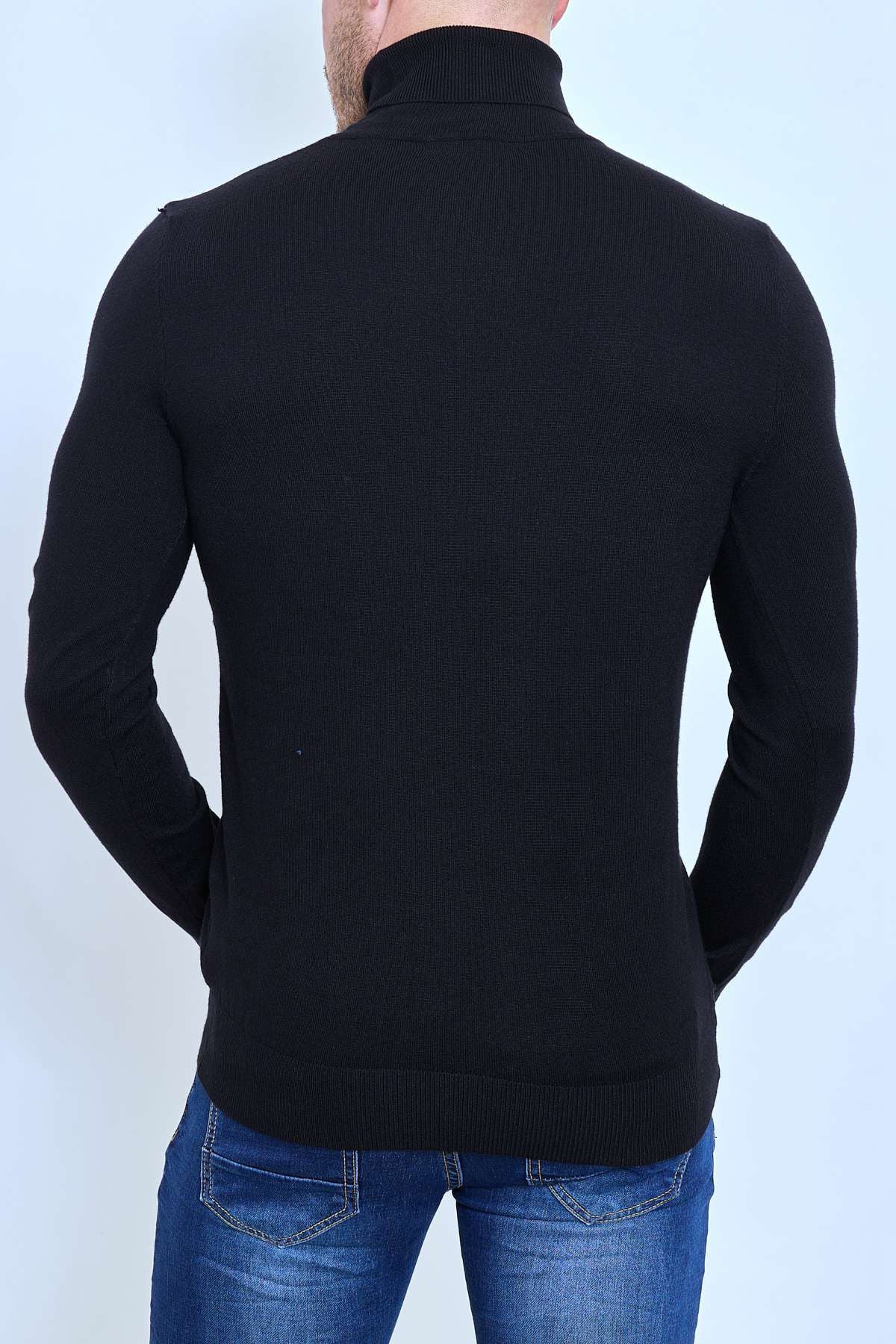 Pull col roulé classique noir fashion homme