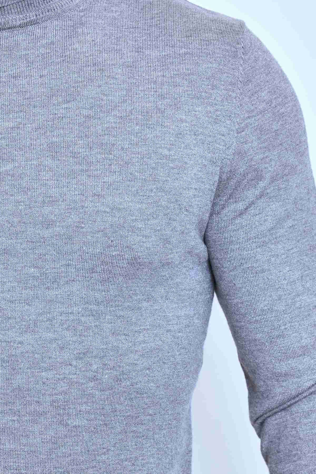Pull col roulé classique gris fashion homme