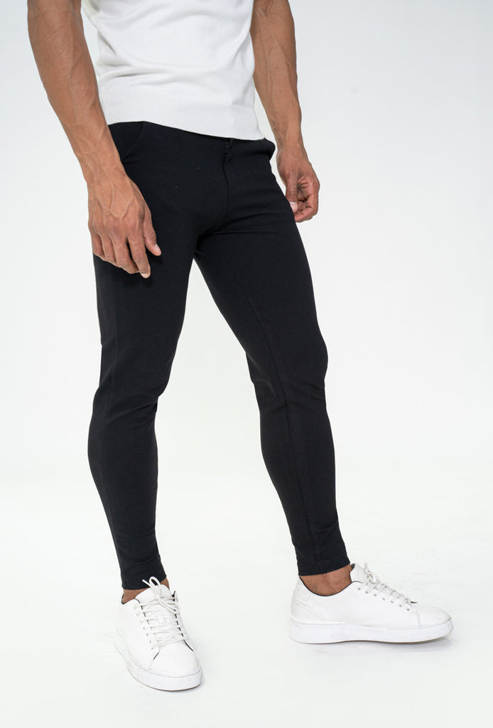 Pantalon tendance unicolore noir fashion homme ilannfive