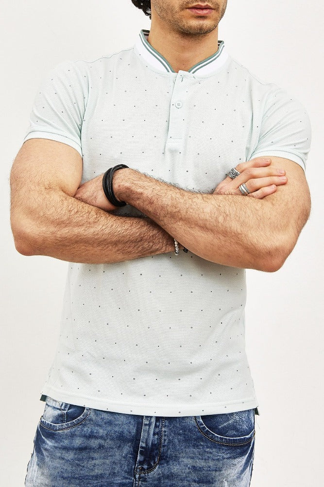 Polo col mao vert avec imprimé homme fashion