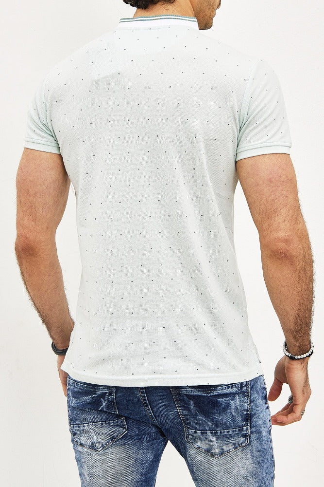 Polo col mao vert avec imprimé homme fashion2