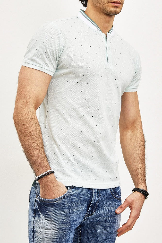 Polo col mao vert avec imprimé homme fashion1