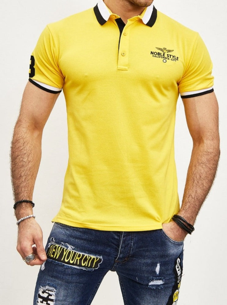 Polo jaune avec motifs homme