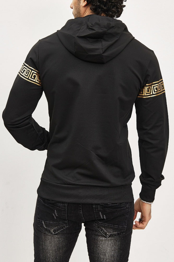 Sweat noir avec fermeture sur le col style baroque homme2