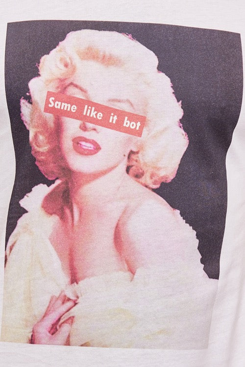 T-shirt à manches courtes blanc graphique Marilyn Monroe Mentex ilannfive
