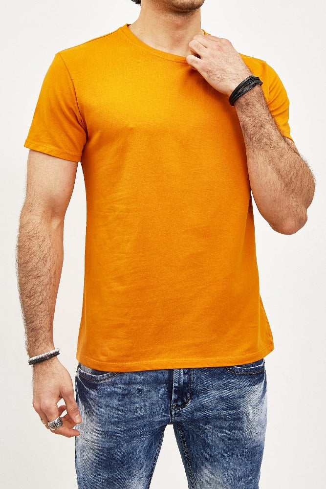 T-shirt manches courtes col rond orange homme