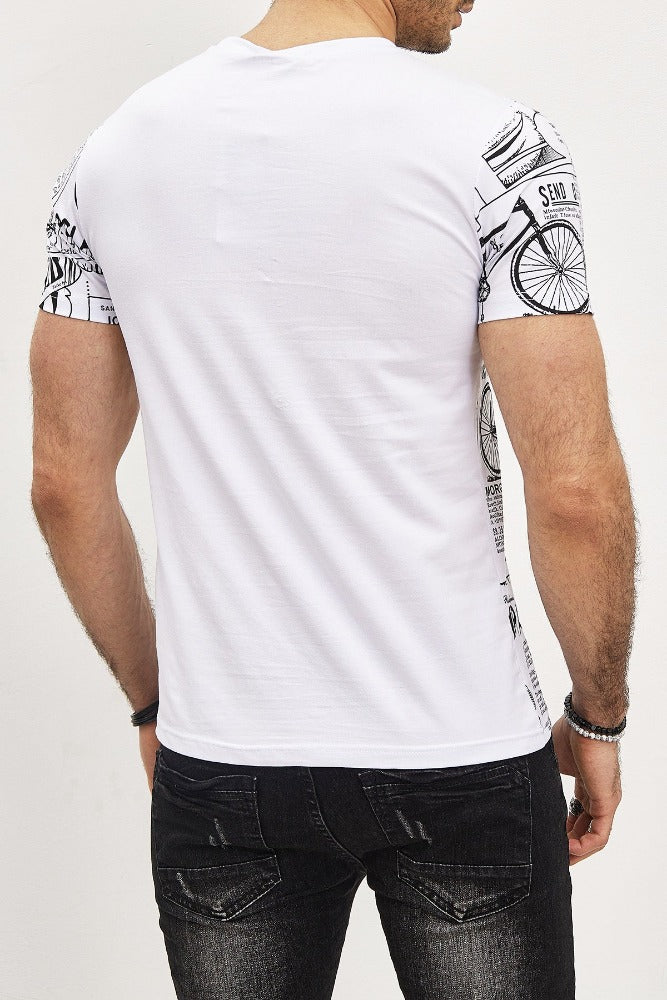 T-shirt blanc avec imprimé homme fashion2