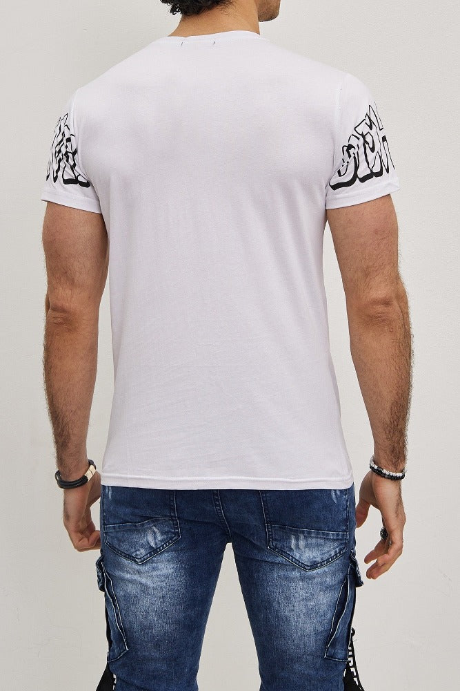 T-shirt blanc avec imprimé smile homme stylé2