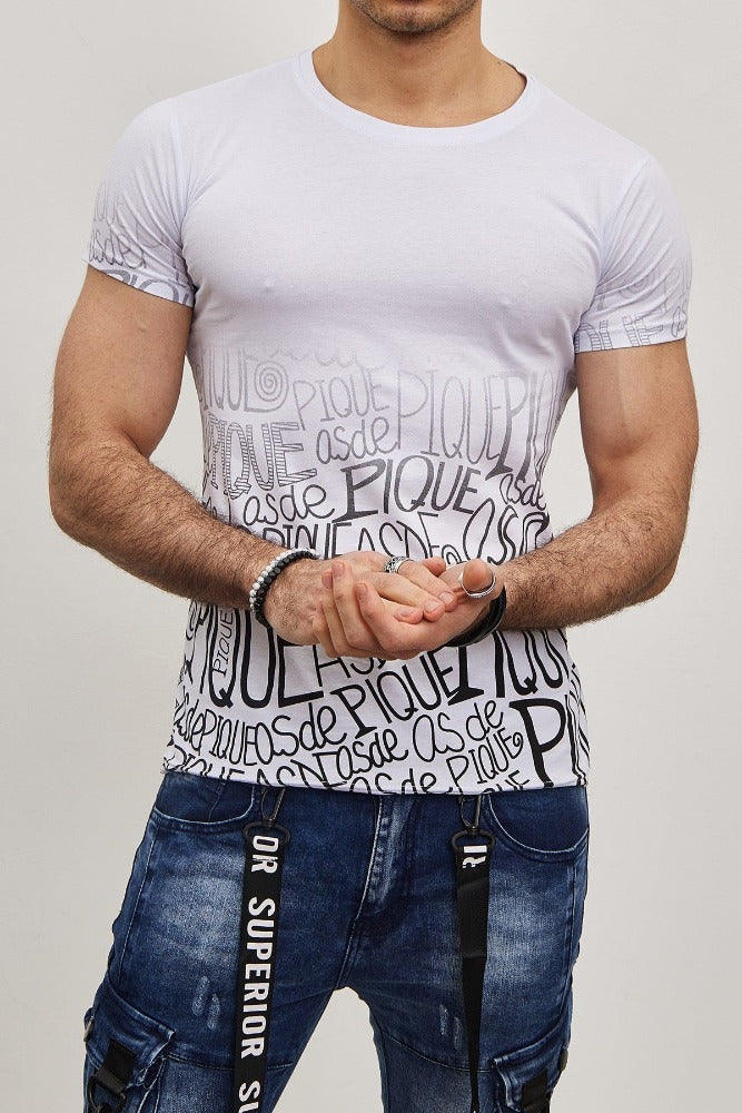 T-shirt blanc coton avec imprimé homme stylé