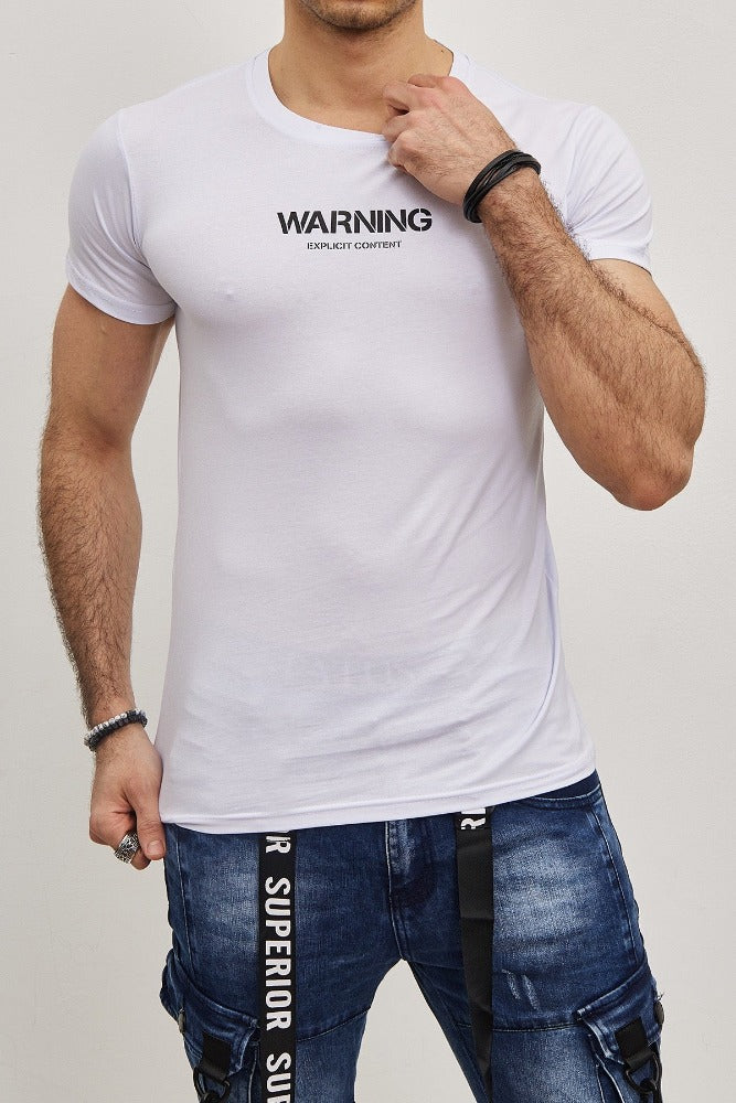 T-shirt blanc coton avec imprimé homme fashion