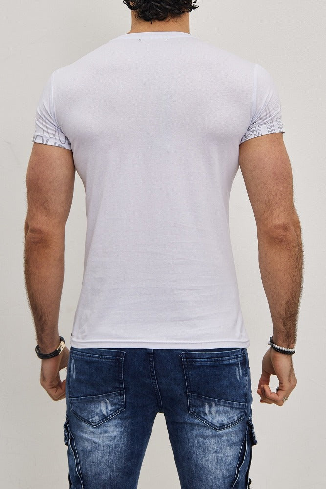 T-shirt blanc coton avec imprimé homme stylé2