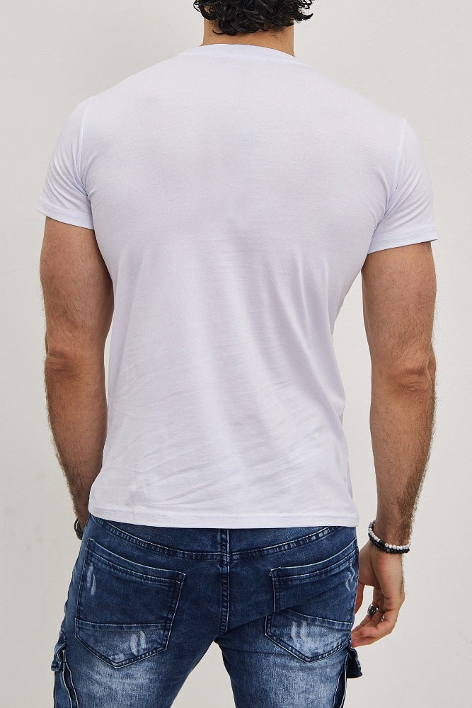 T-shirt blanc coton avec imprimé homme fashion2