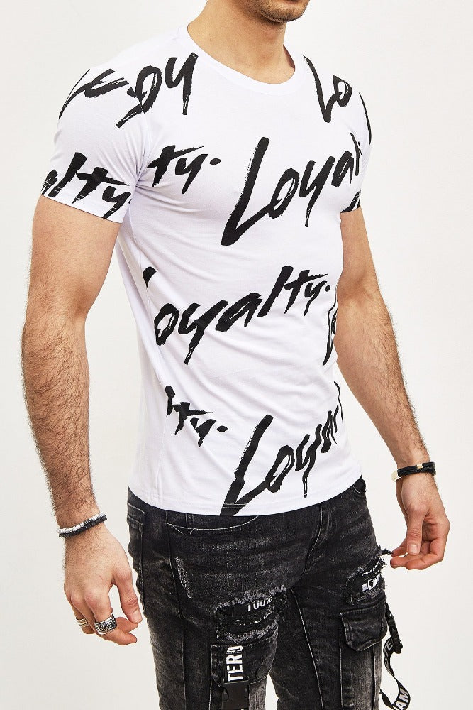 T-shirt coton blanc avec imprimé homme fashion1