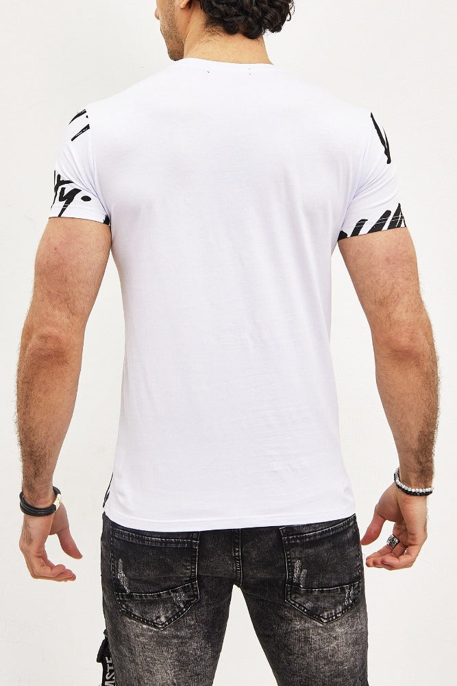 T-shirt coton blanc avec imprimé homme fashion2