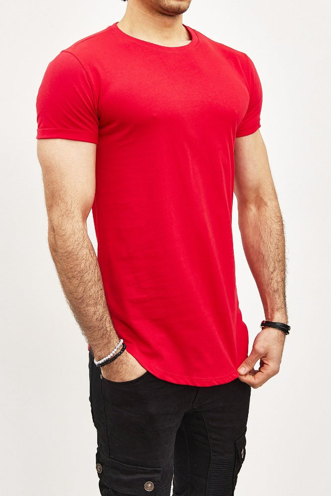 T-shirt col rond rouge coton homme fashion
