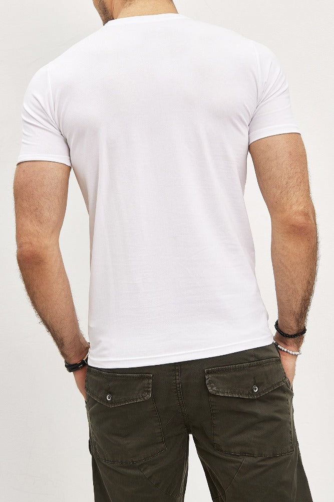 T-shirt manche court blanc avec imprimé horloge et strass homme stylé2