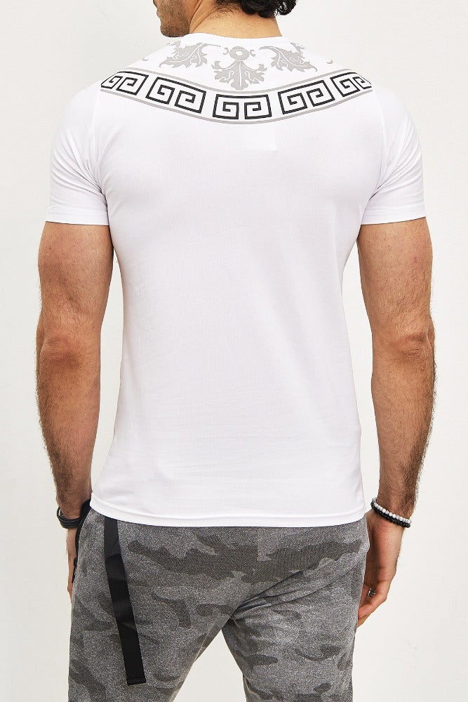 T-shirt manches courtes blanc avec imprimé lion et strass homme2