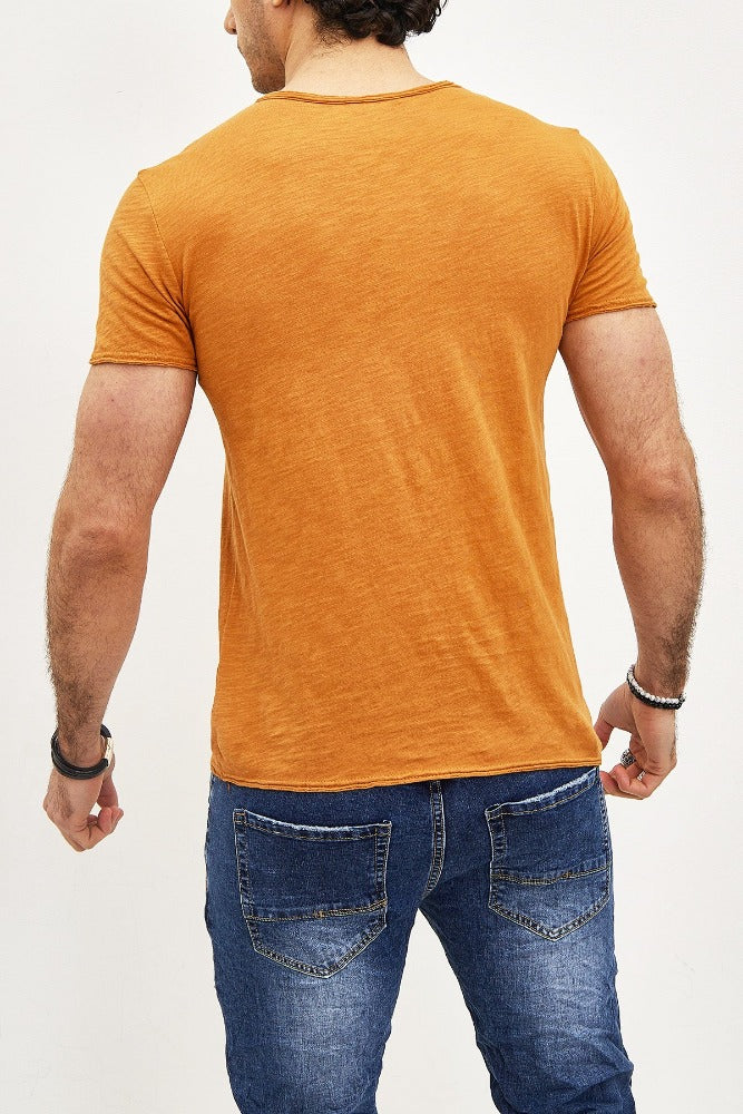 T-shirt manches courtes col rond orange coton homme2