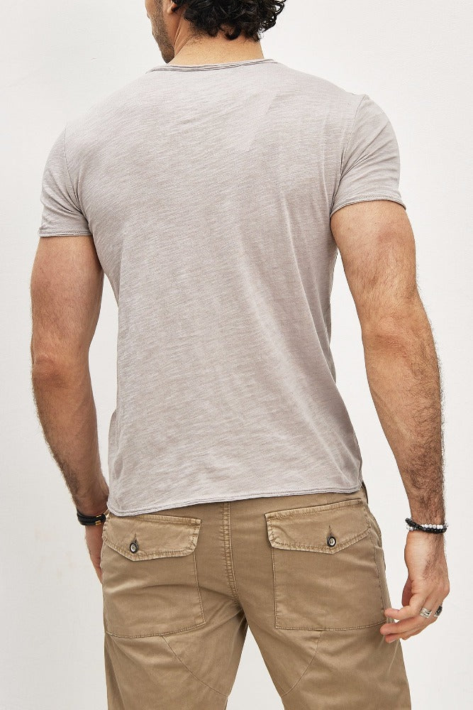 T-shirt manches courtes col rond gris clair coton  homme2