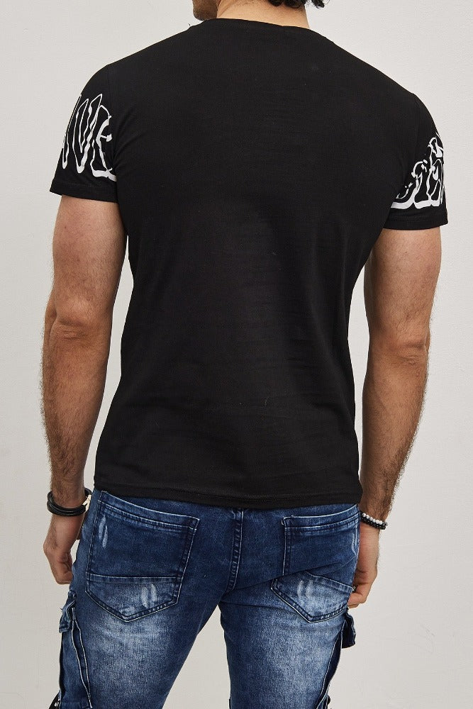 T-shirt noir avec imprimé smile homme2